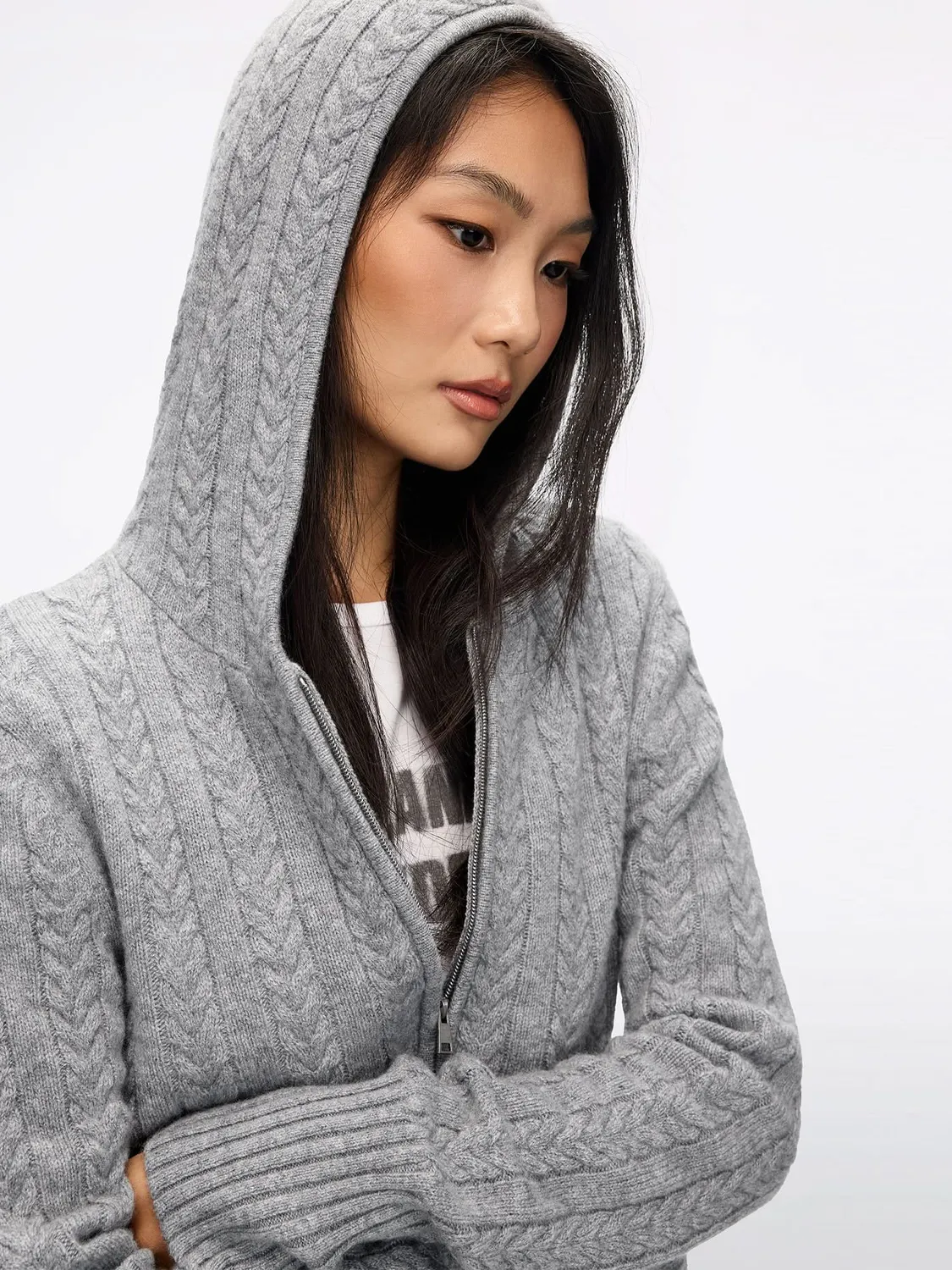 Miss Sixty Hooded cardigan navy kashmir lynlås