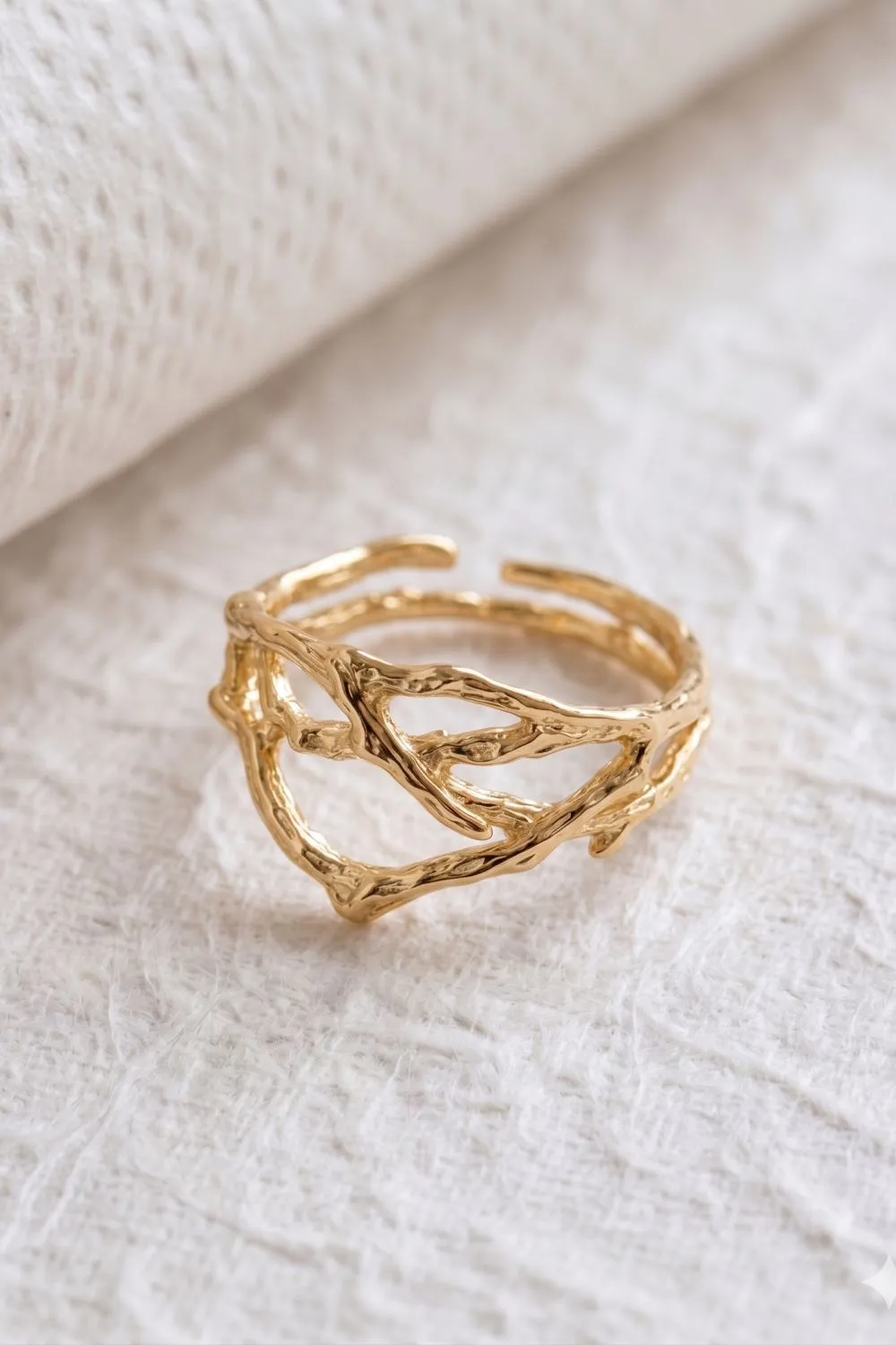 Organsk Woven Ring flettet justerbar forgyldt