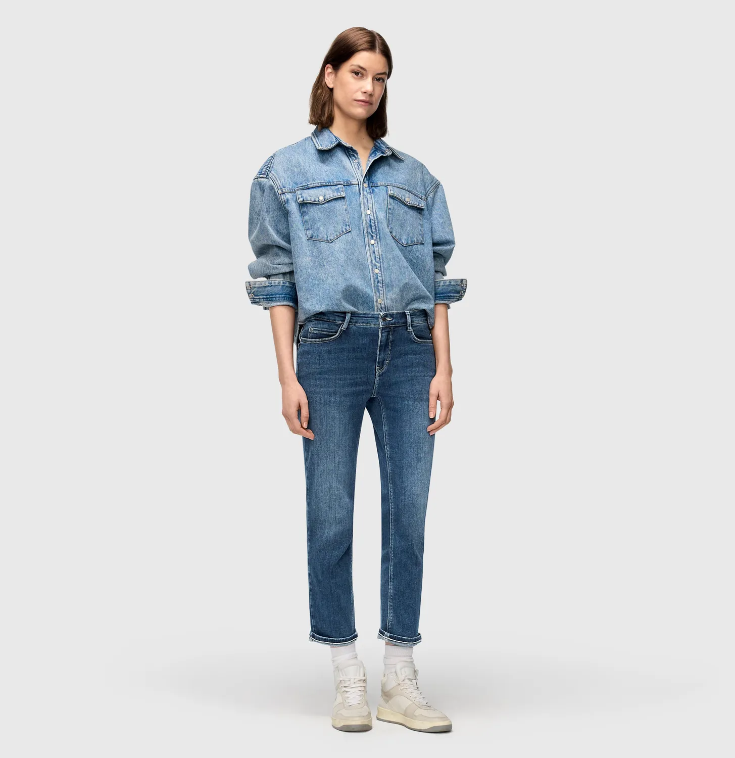 MAC Dream Cropped Authentic jeans blå straight