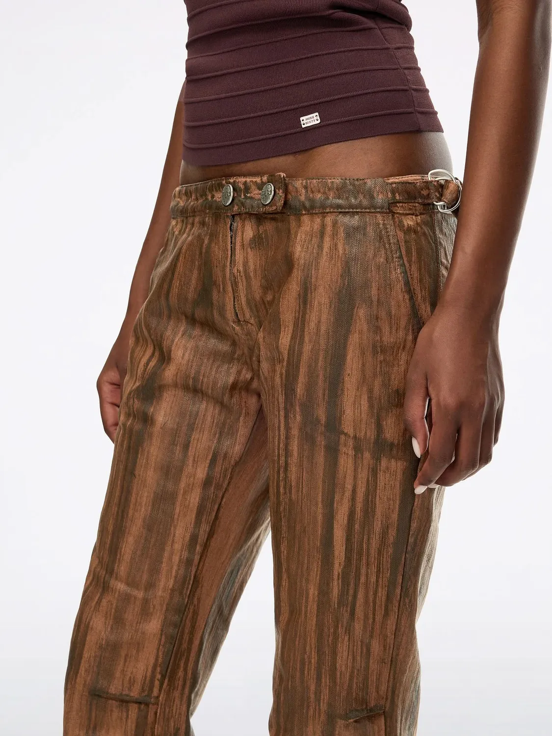 Miss Sixty Coated Flare jeans mørkebrun lav talje