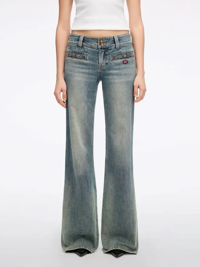 Miss Sixty Flare Jeans vintage mørkeblå stretch