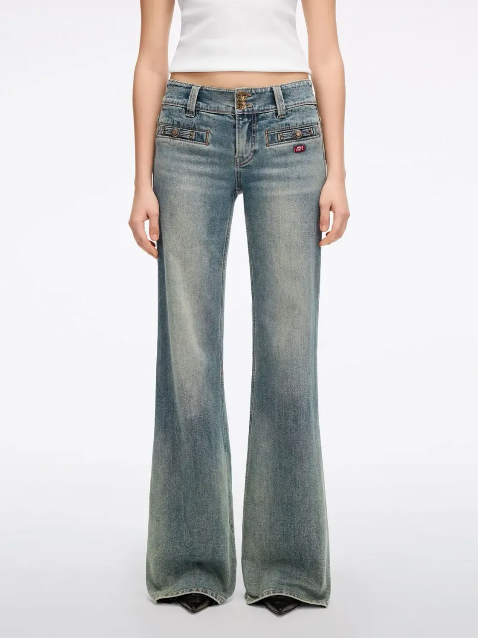 Miss Sixty Flare Jeans vintage mørkeblå stretch