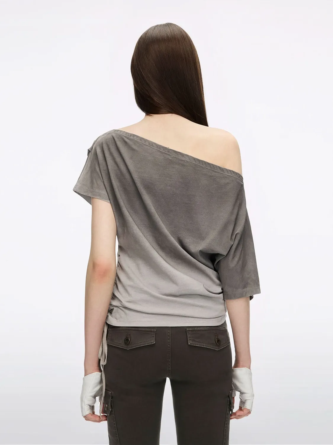 Miss Sixty Off-Shoulder T-shirt off white print