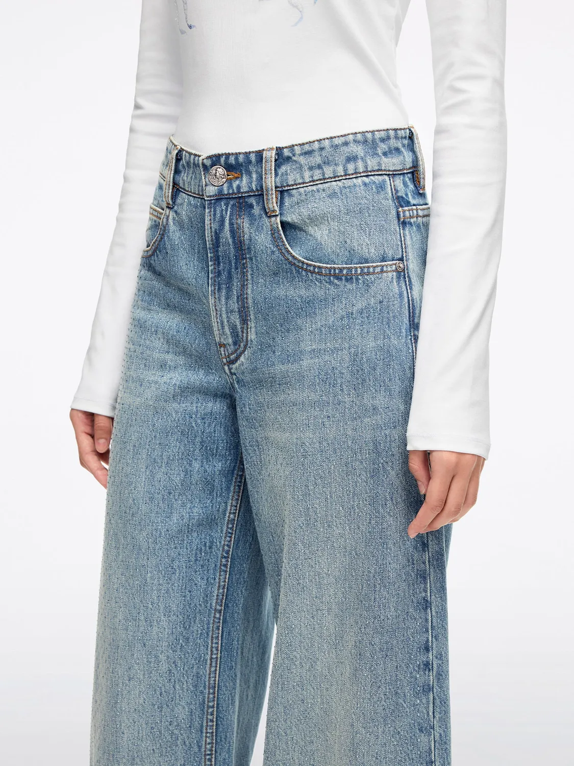 Miss Sixty Barrel jeans middle blue rhinsten tapered