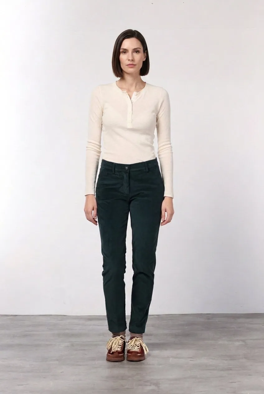 Mason's New York Slim chino bukser slim mørkegrøn fløjl