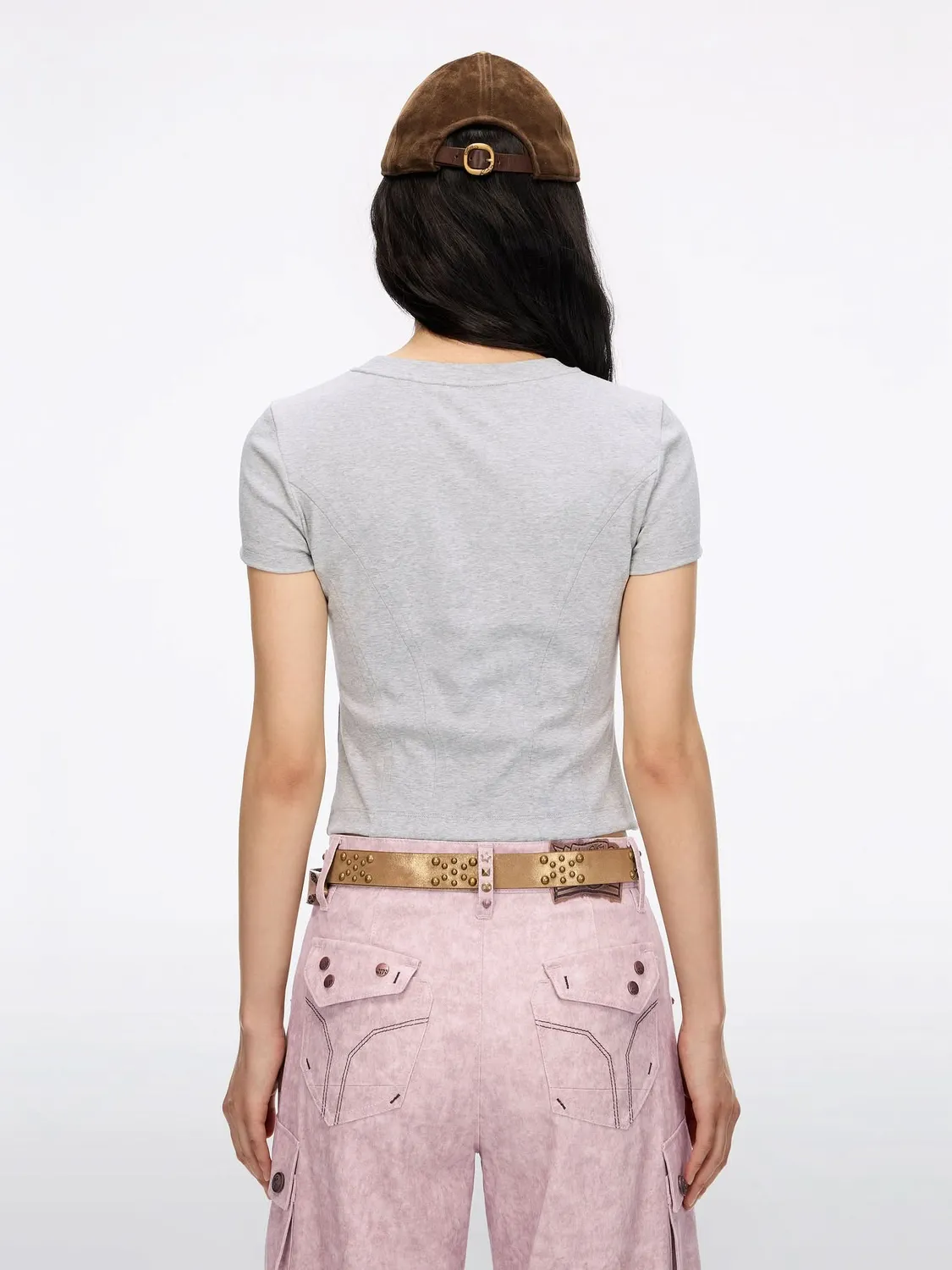 Miss Sixty t-shirt bomuld heather grey – slim fit buet kant