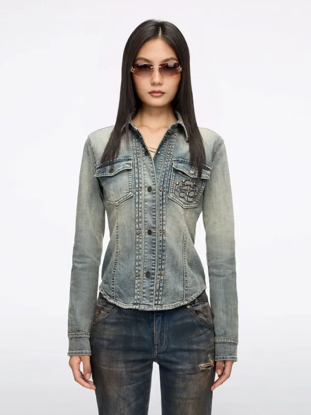 Miss Sixty Nitte Denimskjorte Vintage Mørkeblå