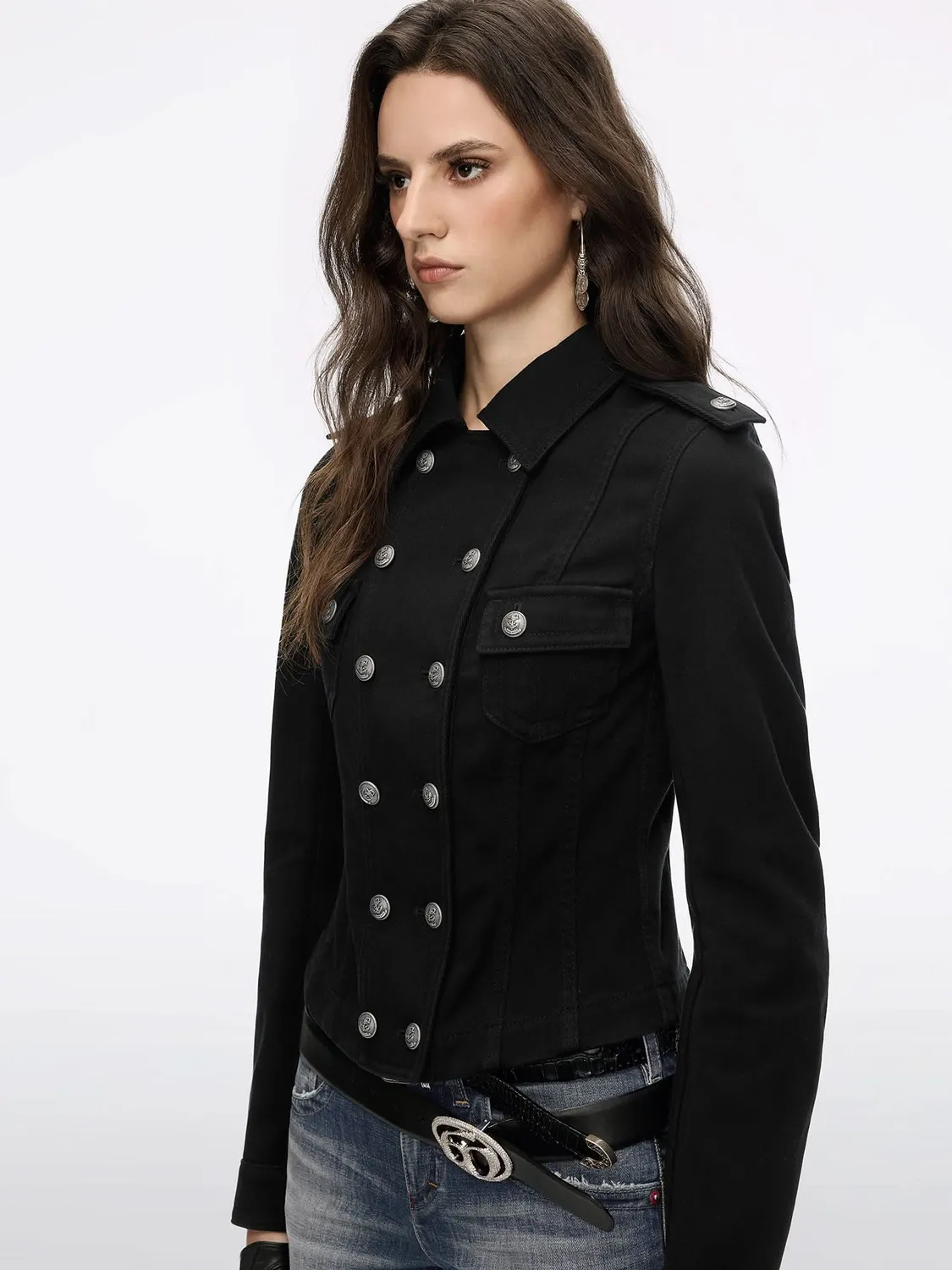 Miss Sixty Double-Breast Button Blazer blazer sort bomuld