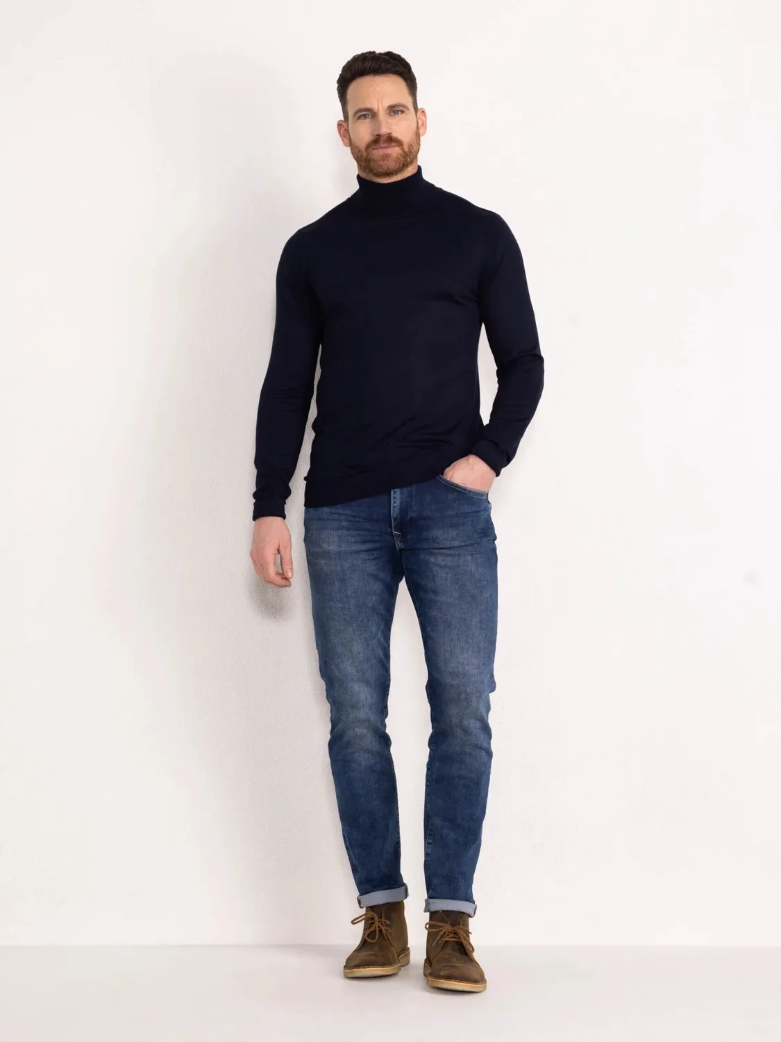 Petrol Industries Essential Coltrui rullekravesweater viskose navy