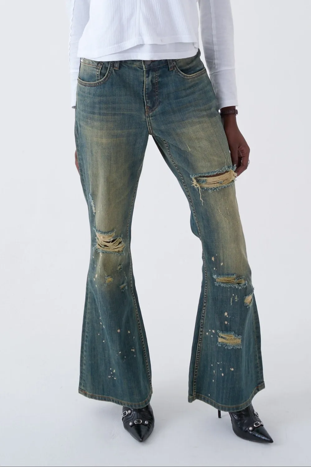 The Ragged Priest Alexa Distressed Bootcut Jeans blå