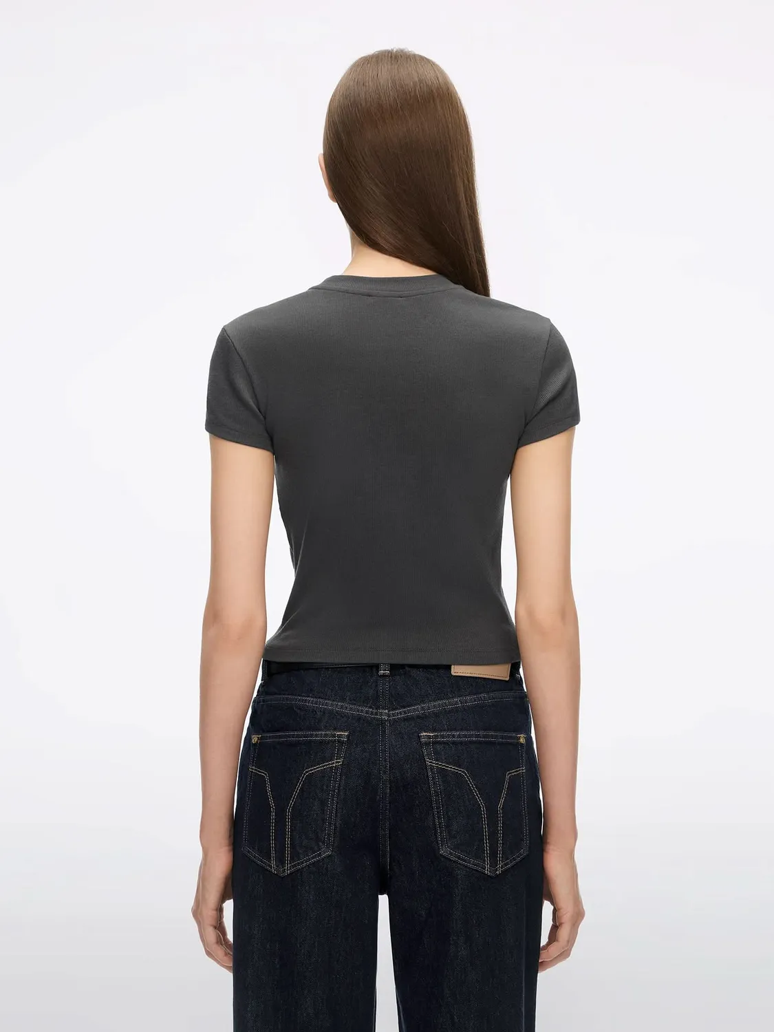 Miss Sixty cropped t-shirt lilla blå bomuld logo broderi