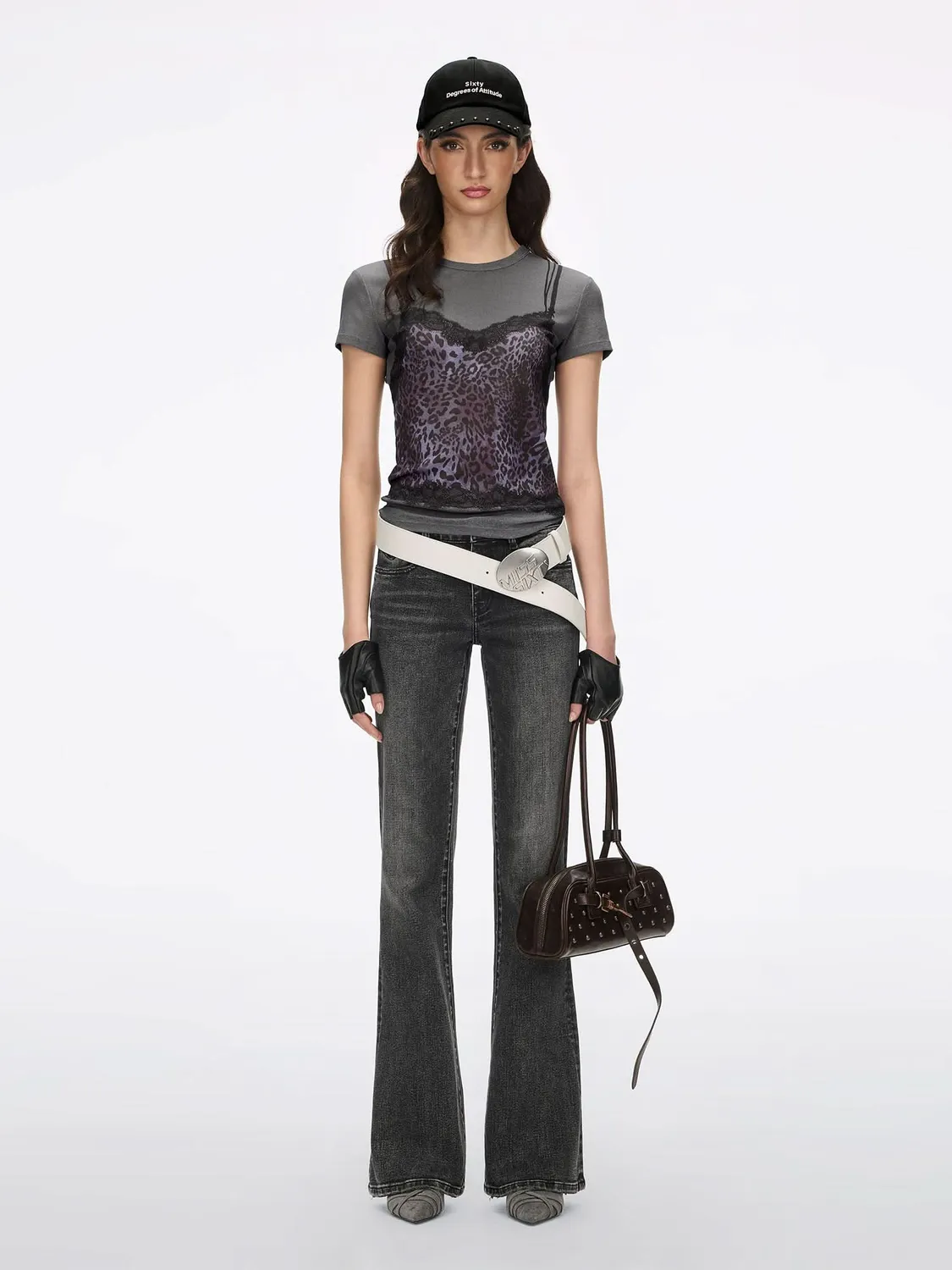 Miss Sixty T-shirt moerkegraa leopard print