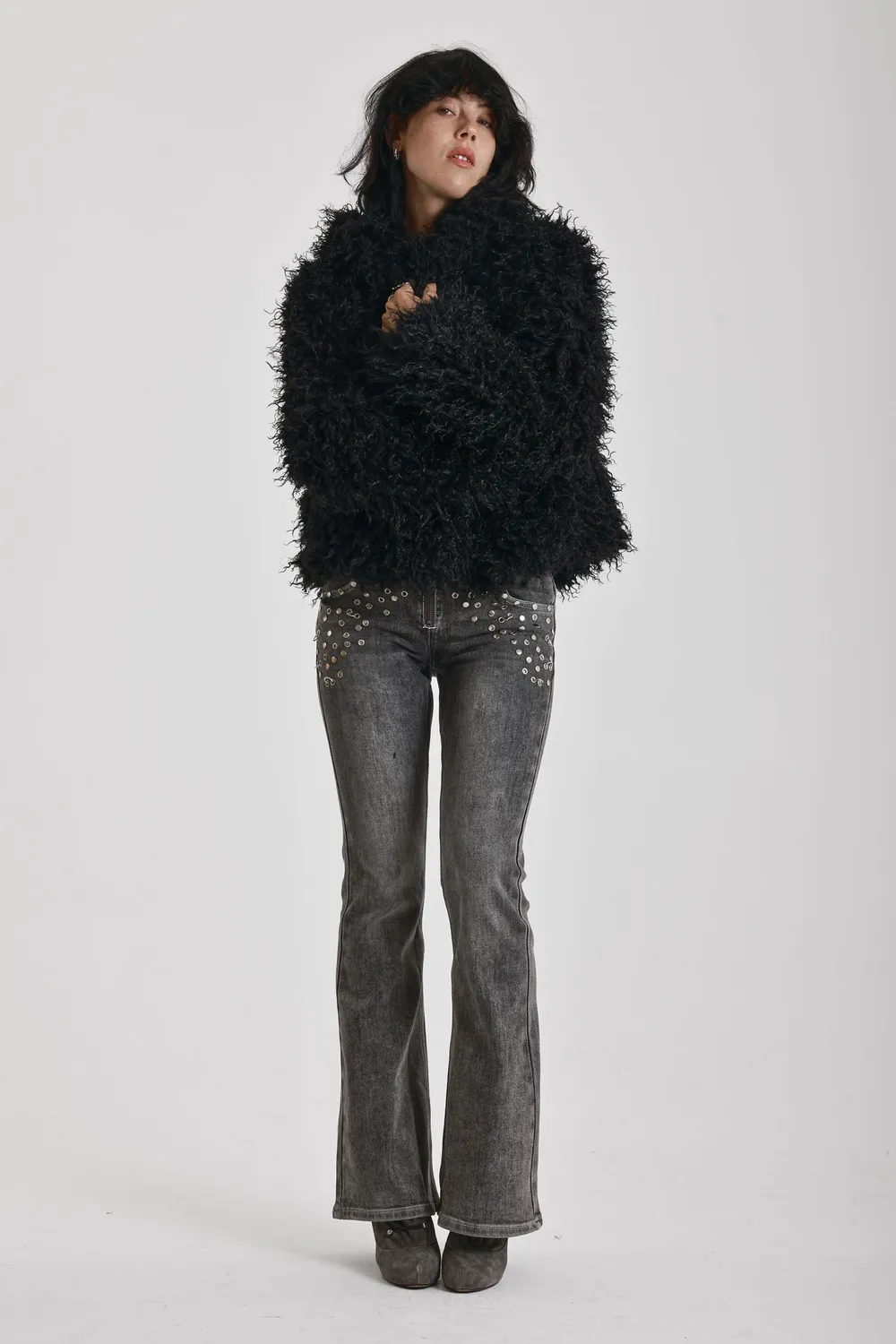 The Ragged Priest Julia Black shaggy faux fur coat sort