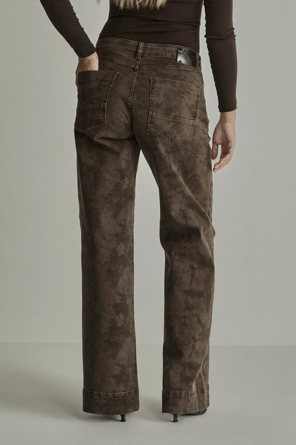 Para Mi Winter Prints Mira bukser Deep Brown høj talje