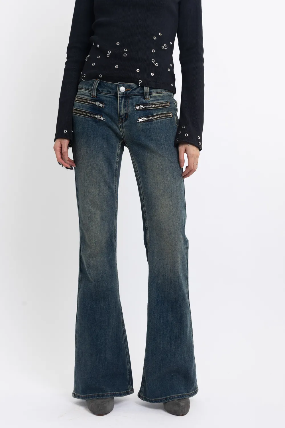 The Ragged Priest Keeper Dirty Wash flare jeans blå