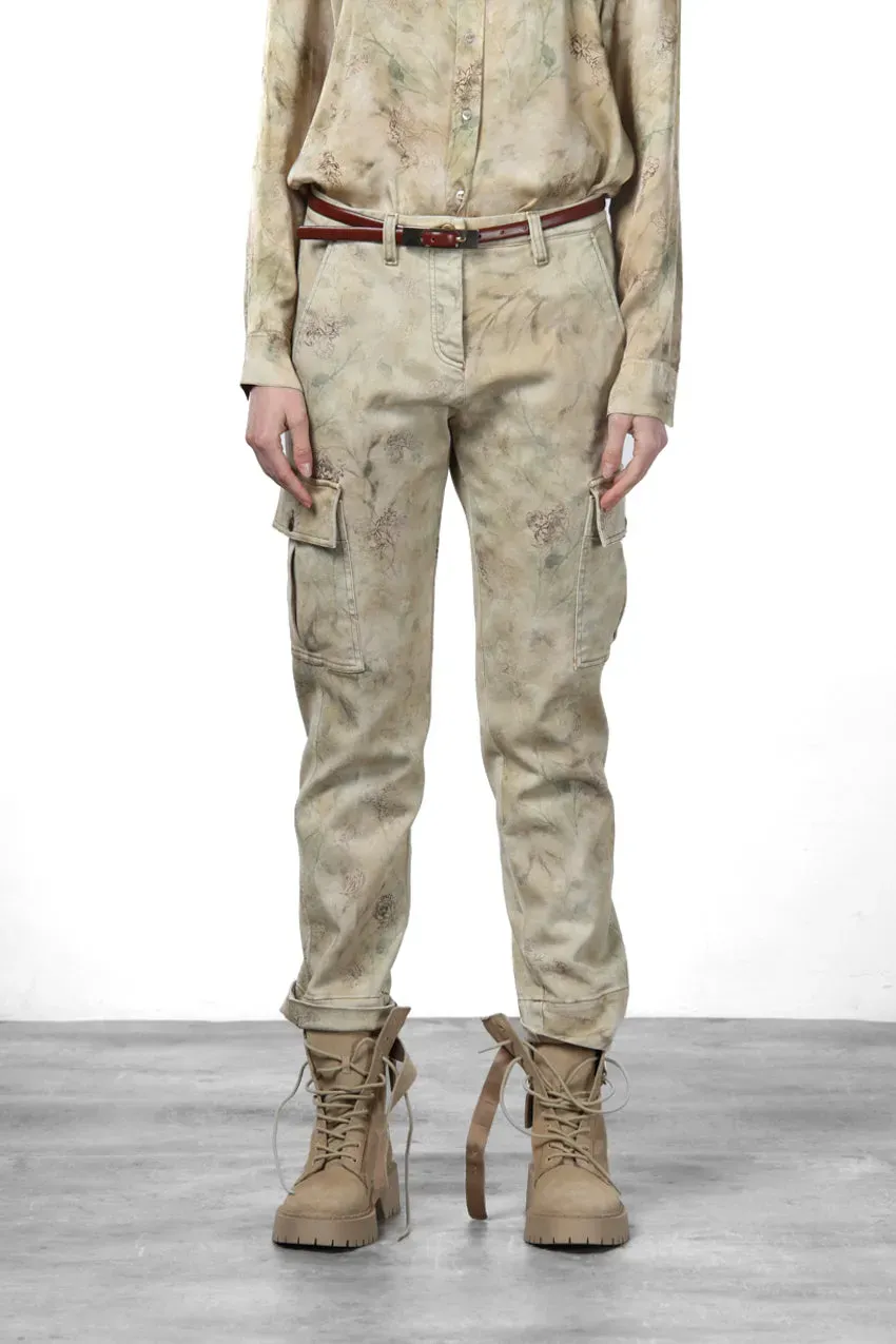 Mason's Marlene Cargo cargobukser offwhite blomst