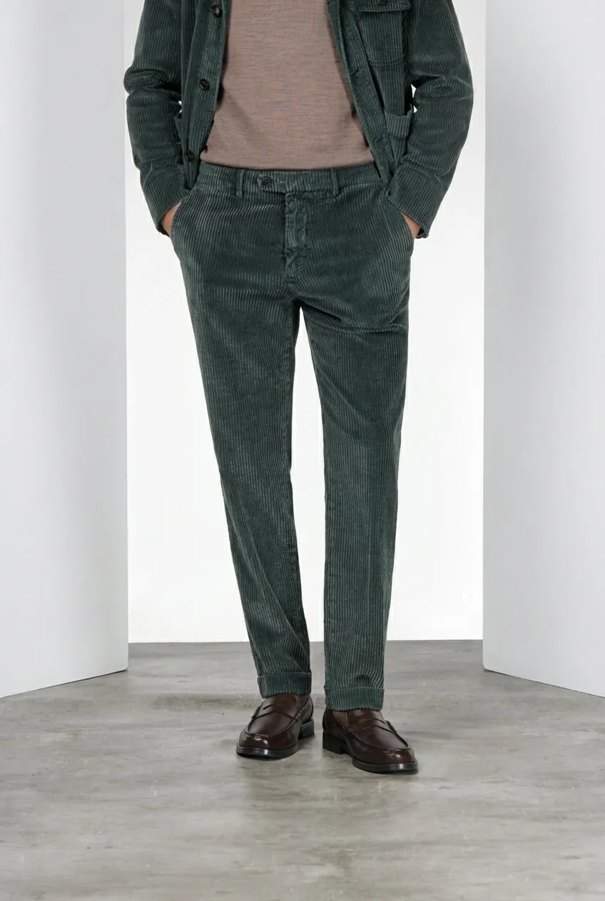 Mason's Paris chinos mørkegrøn carrot bred fløjl