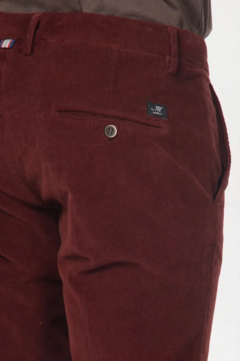 Mason's Torino chino bukser mørkerød slim fløjl
