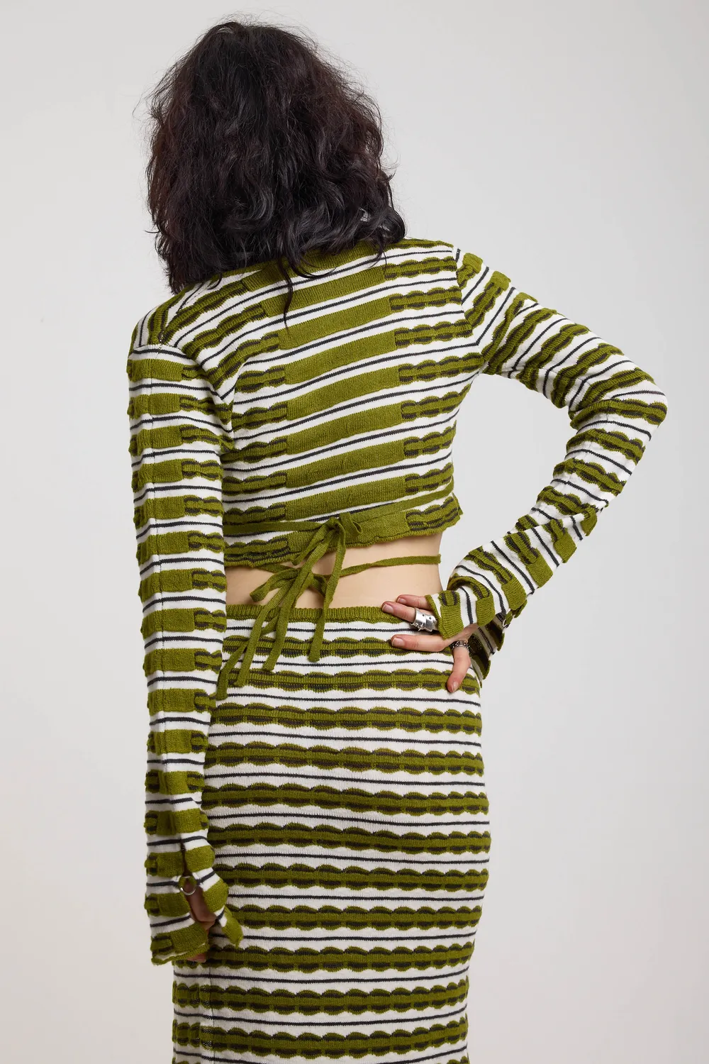 The Ragged Priest Singe Grunge Stripe slå-om top