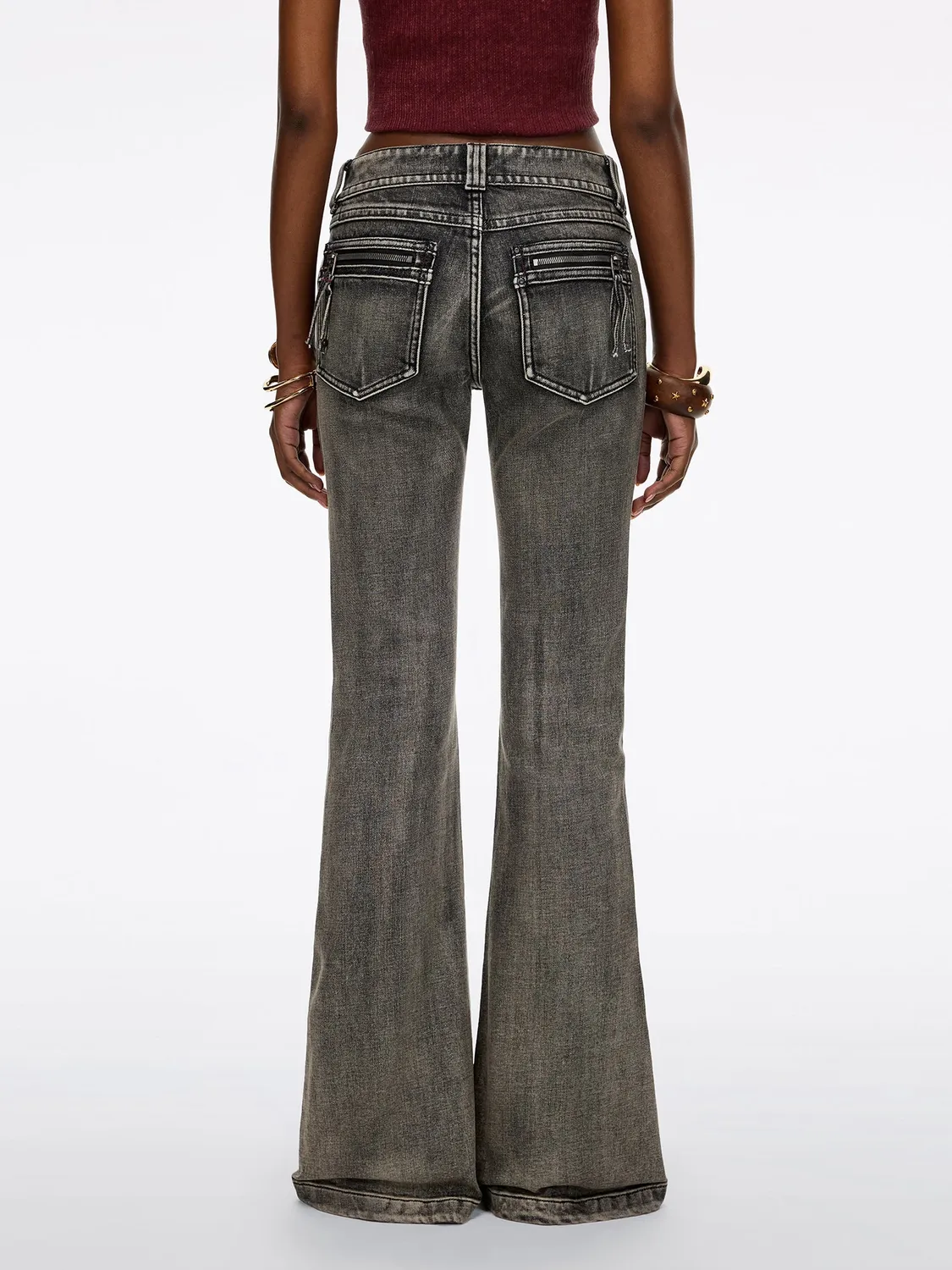 Miss Sixty Flare jeans lysegråblå flareben stretch 34"