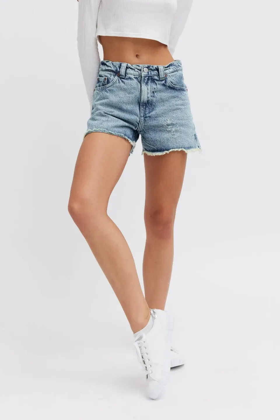 Organsk Aqua Shorts denimshorts turkis høj talje