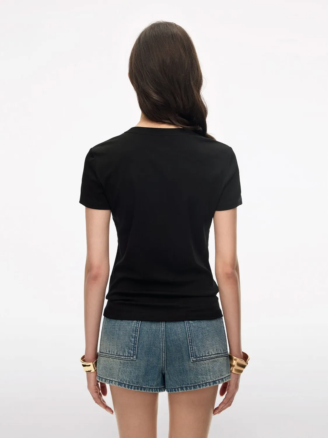 Miss Sixty t-shirt black med perler kirsebær og sløjfe
