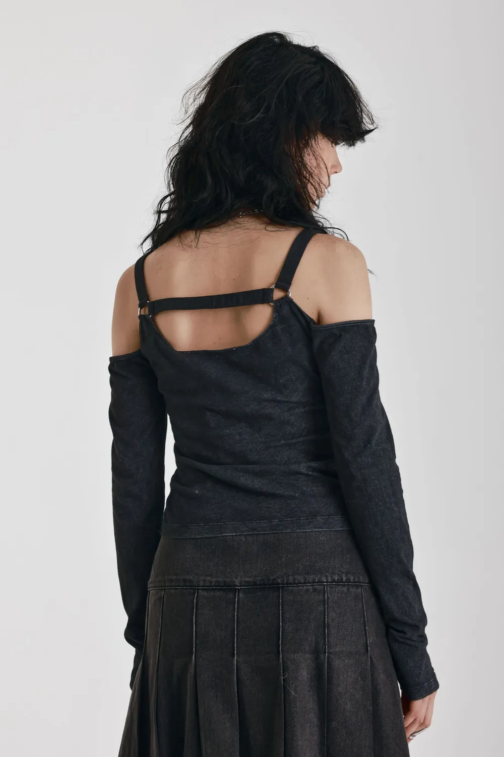 The Ragged Priest Sucker off shoulder top sort langærmet
