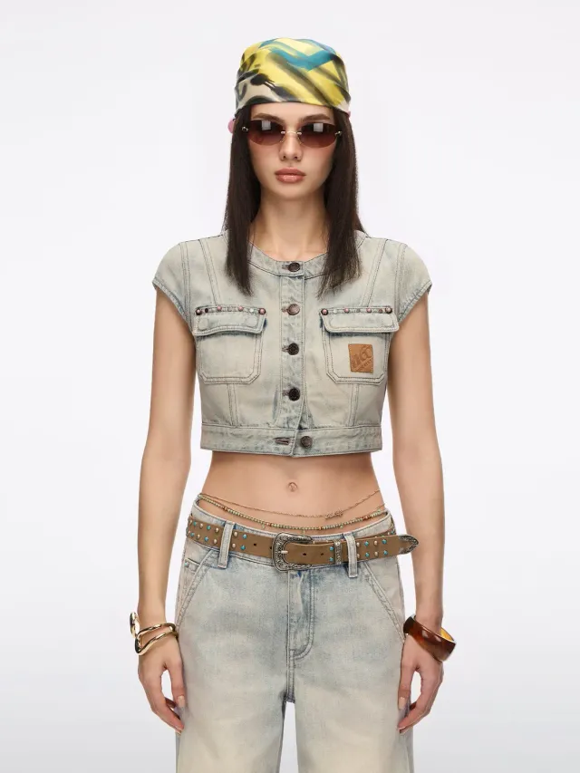 Miss Sixty denimjakke lysegraa nitter slim fit