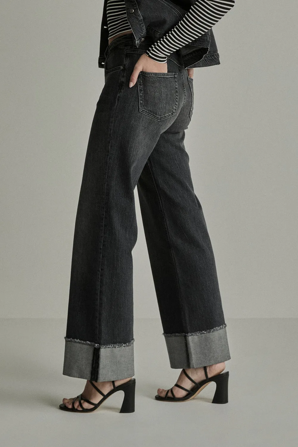 Para Mi Jeans Mira Turn Up jeans sort wide