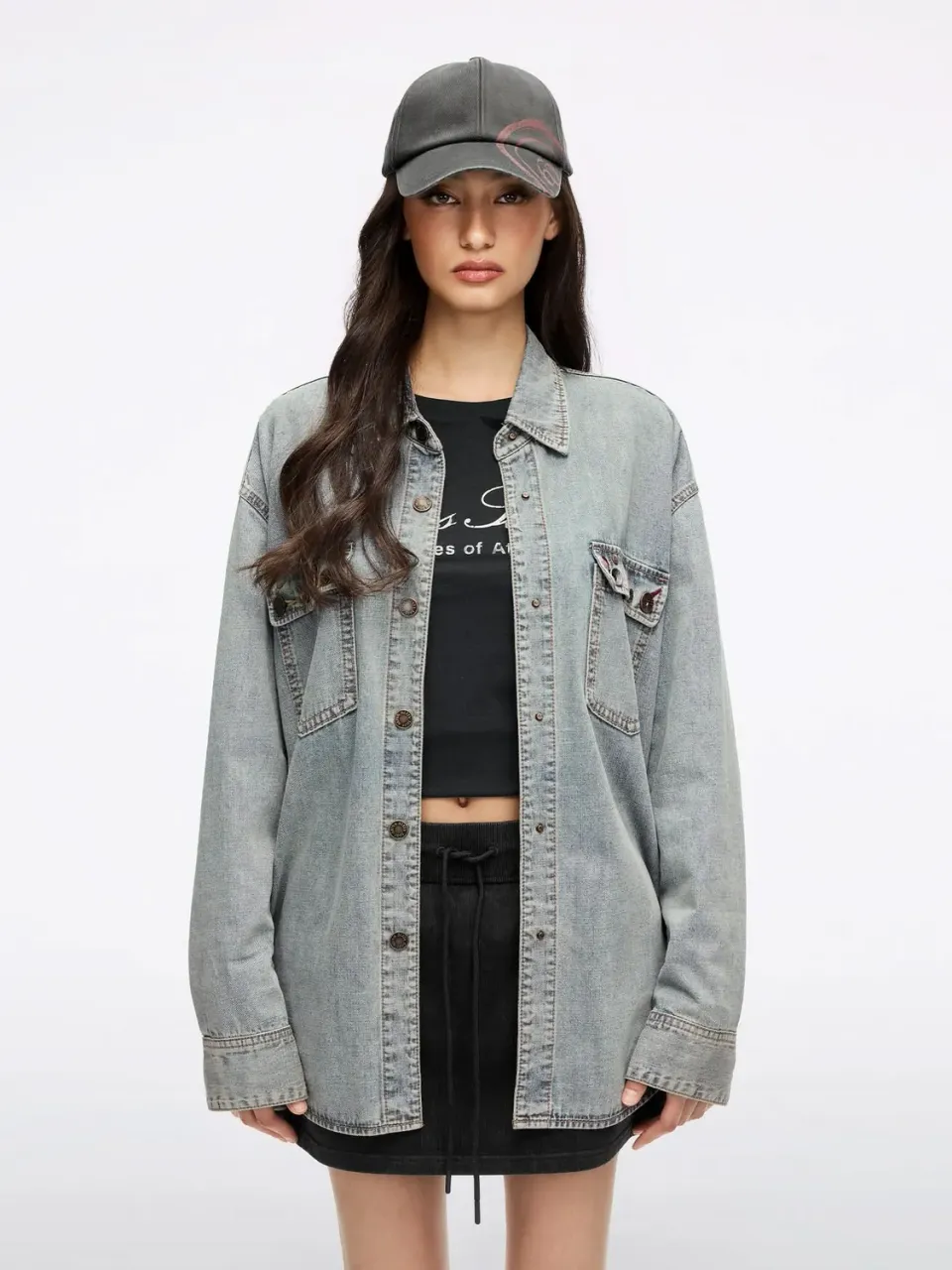 Miss Sixty Multi-Button denimskjorte lyseblå stretch