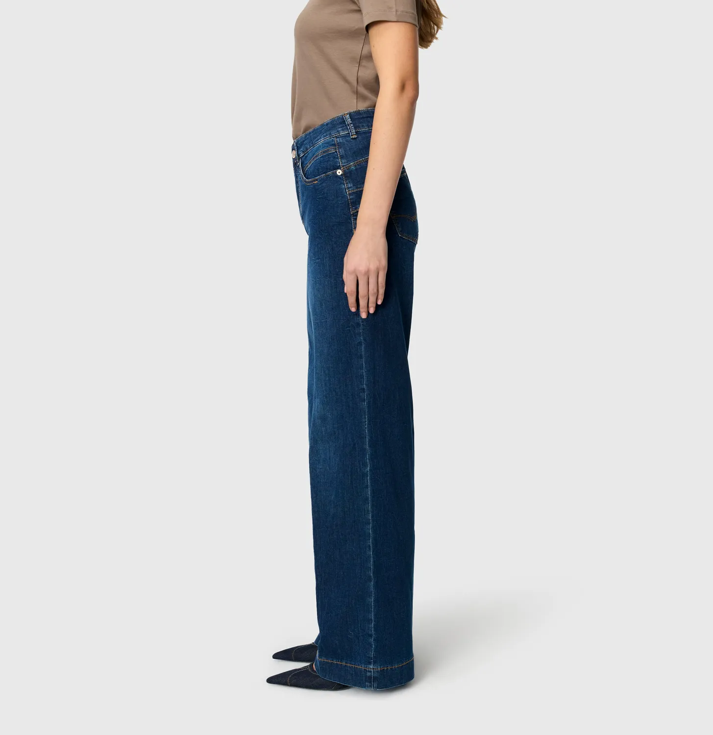 MAC Rich Palazzo jeans mørkeblå wide sommendenim