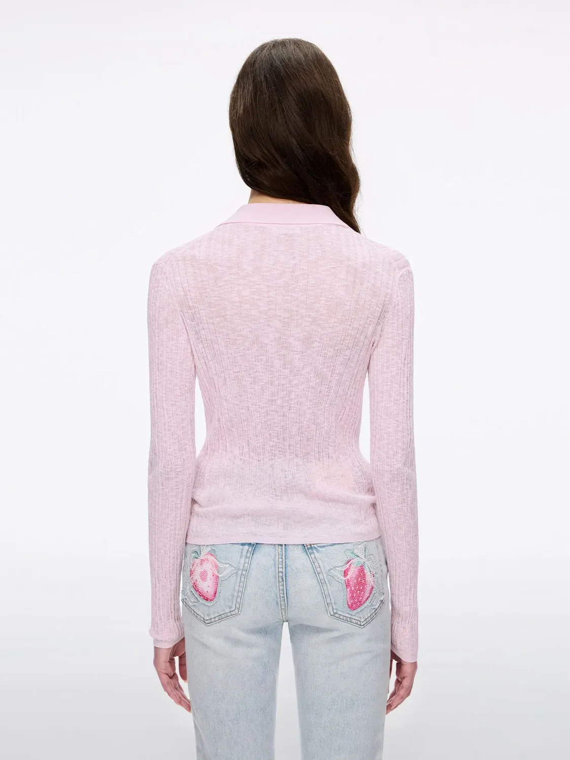 Miss Sixty 6M2RJ08100 strikcardigan baby pink broderet