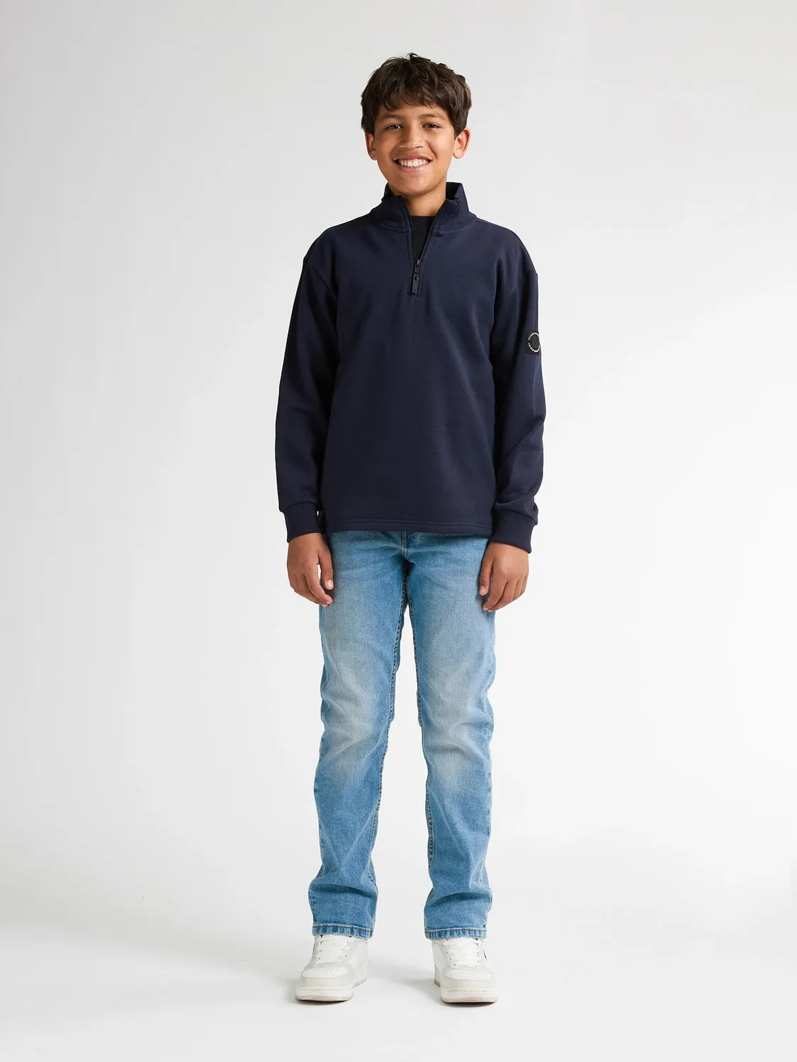 Petrol Industries Skagit half-zip drengetrøje royal navy bomuld