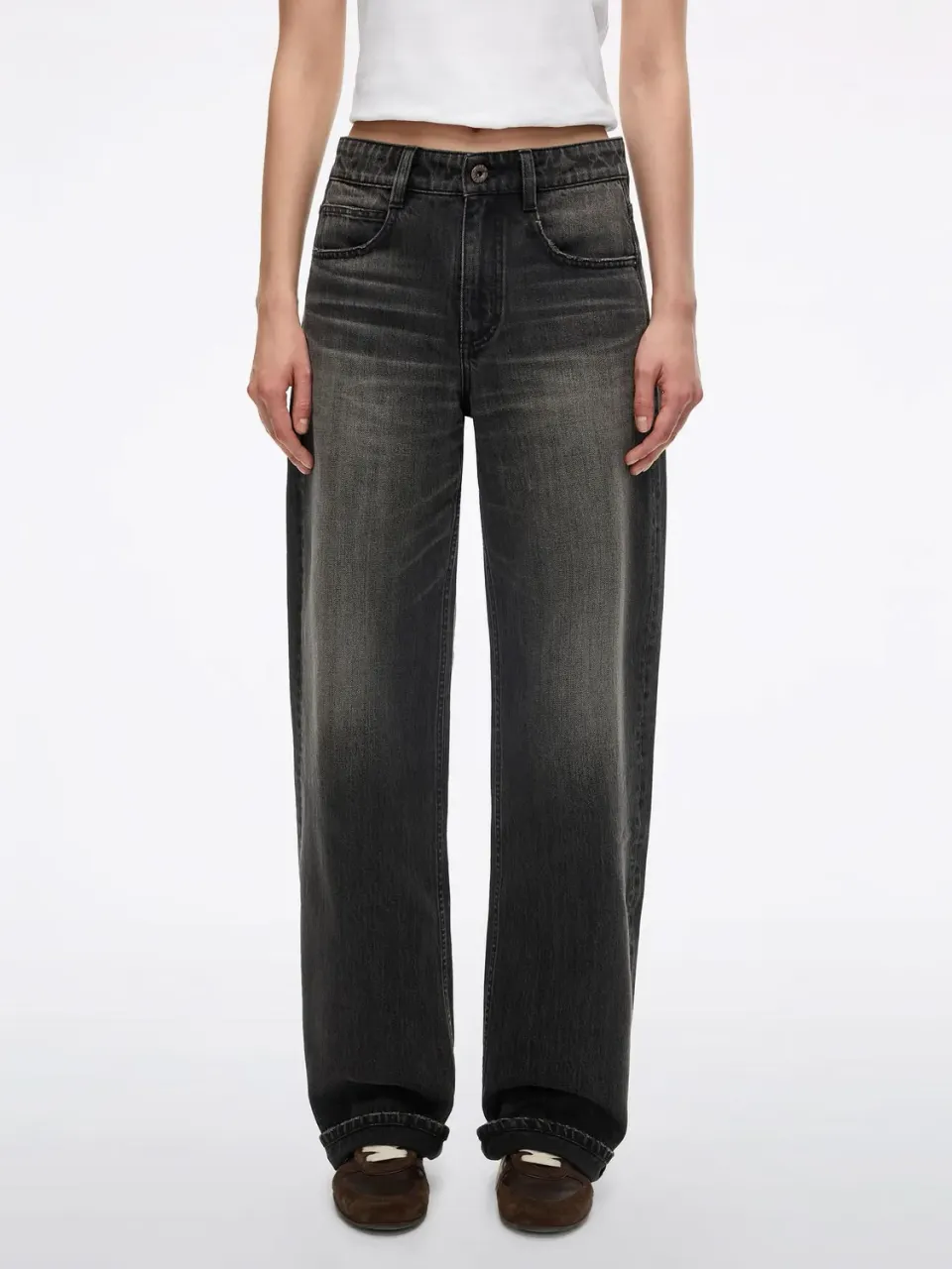 Miss Sixty Distressed Wide-Leg Jeans jeans Black Fog rigid