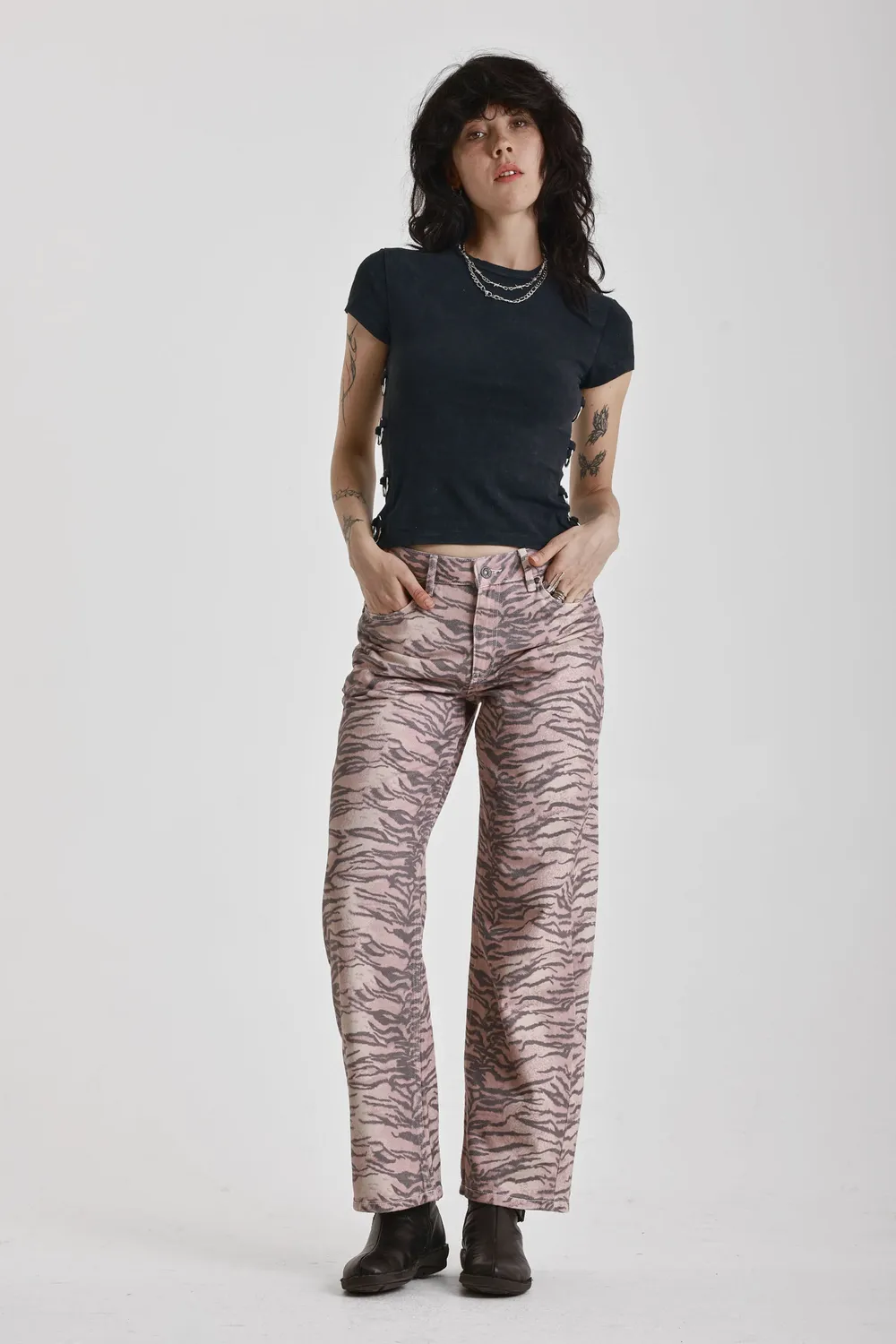 THE RAGGED PRIEST Tiger jeans tigerprint baggy