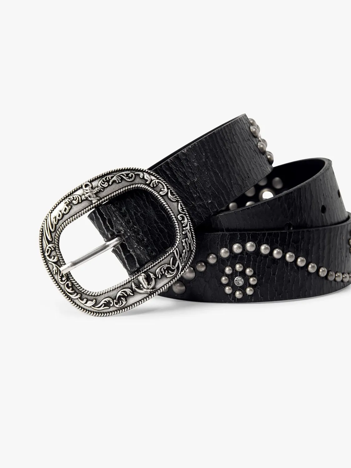 Miss Sixty Studded læderbælte sort nitter