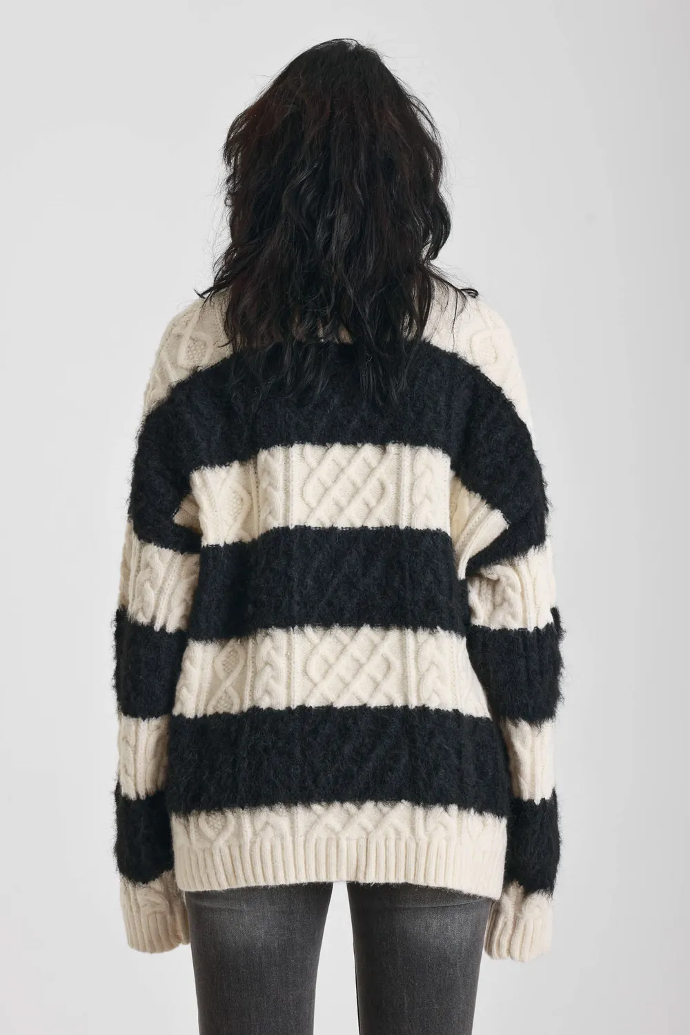 The Ragged Priest Crypt Stripe oversized cable knit jumper stribet