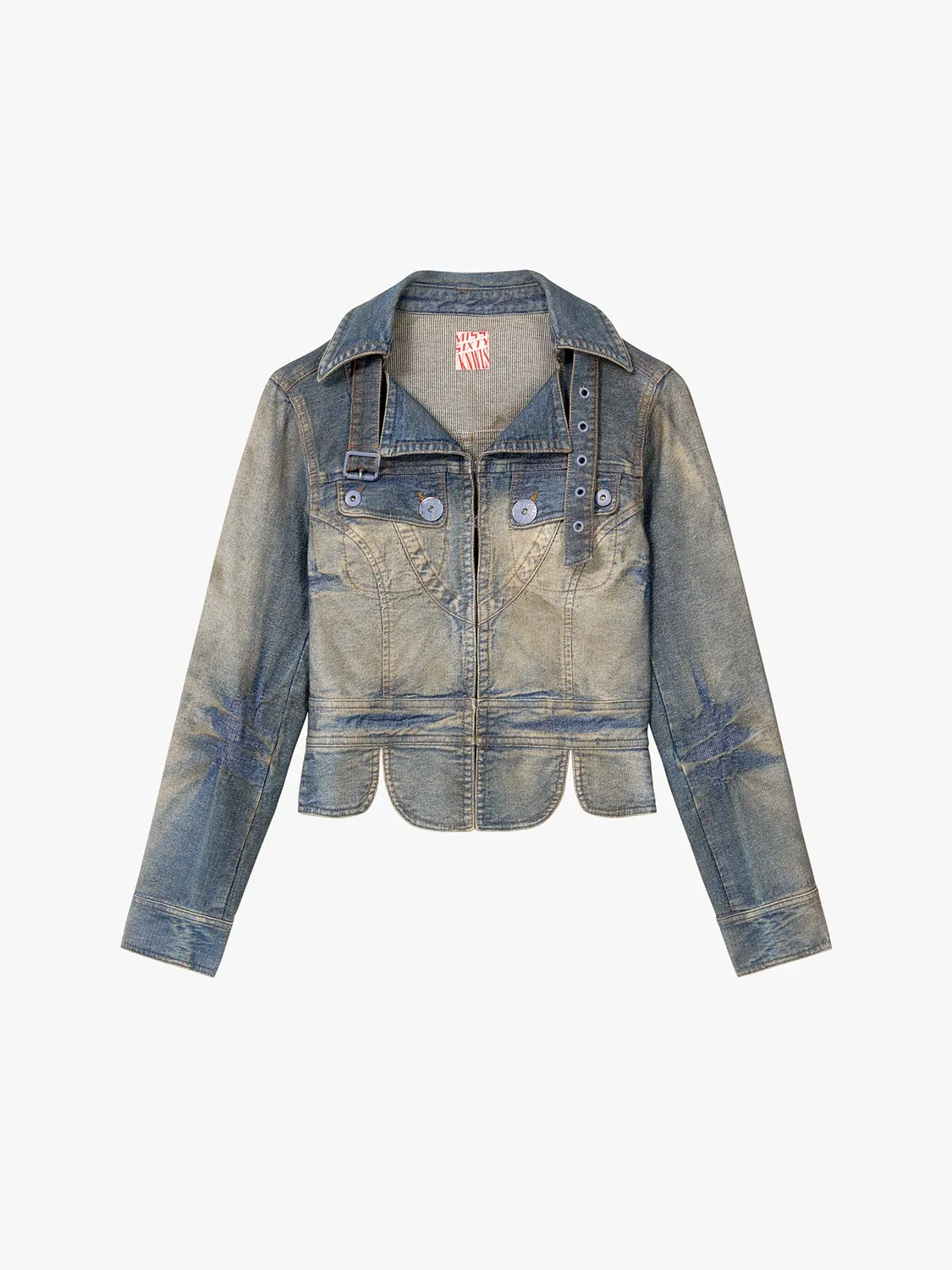 Miss Sixty Tie-Dye denimjakke petrol cropped