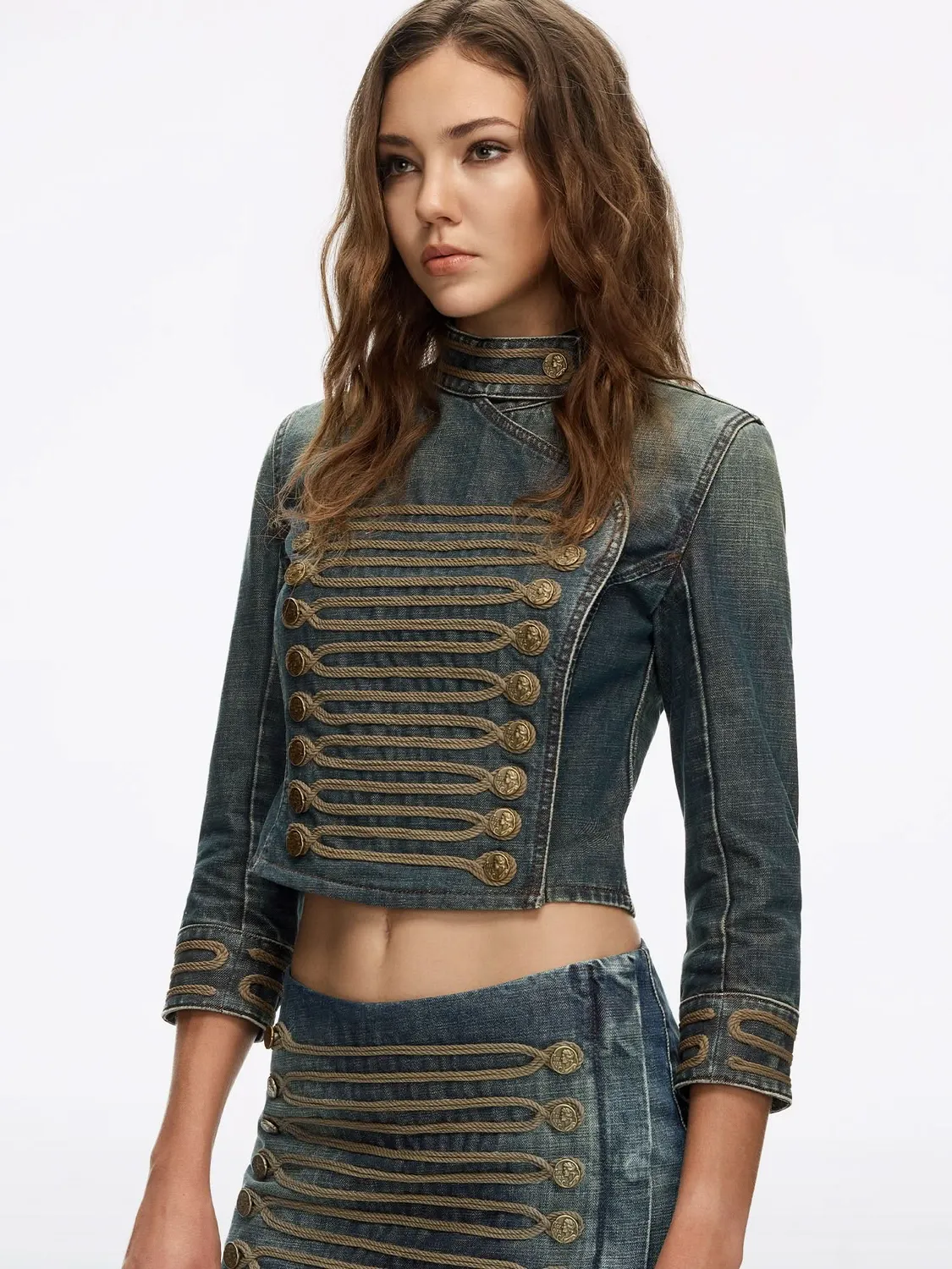 Miss Sixty Napoleon denimjakke denimblå broderi