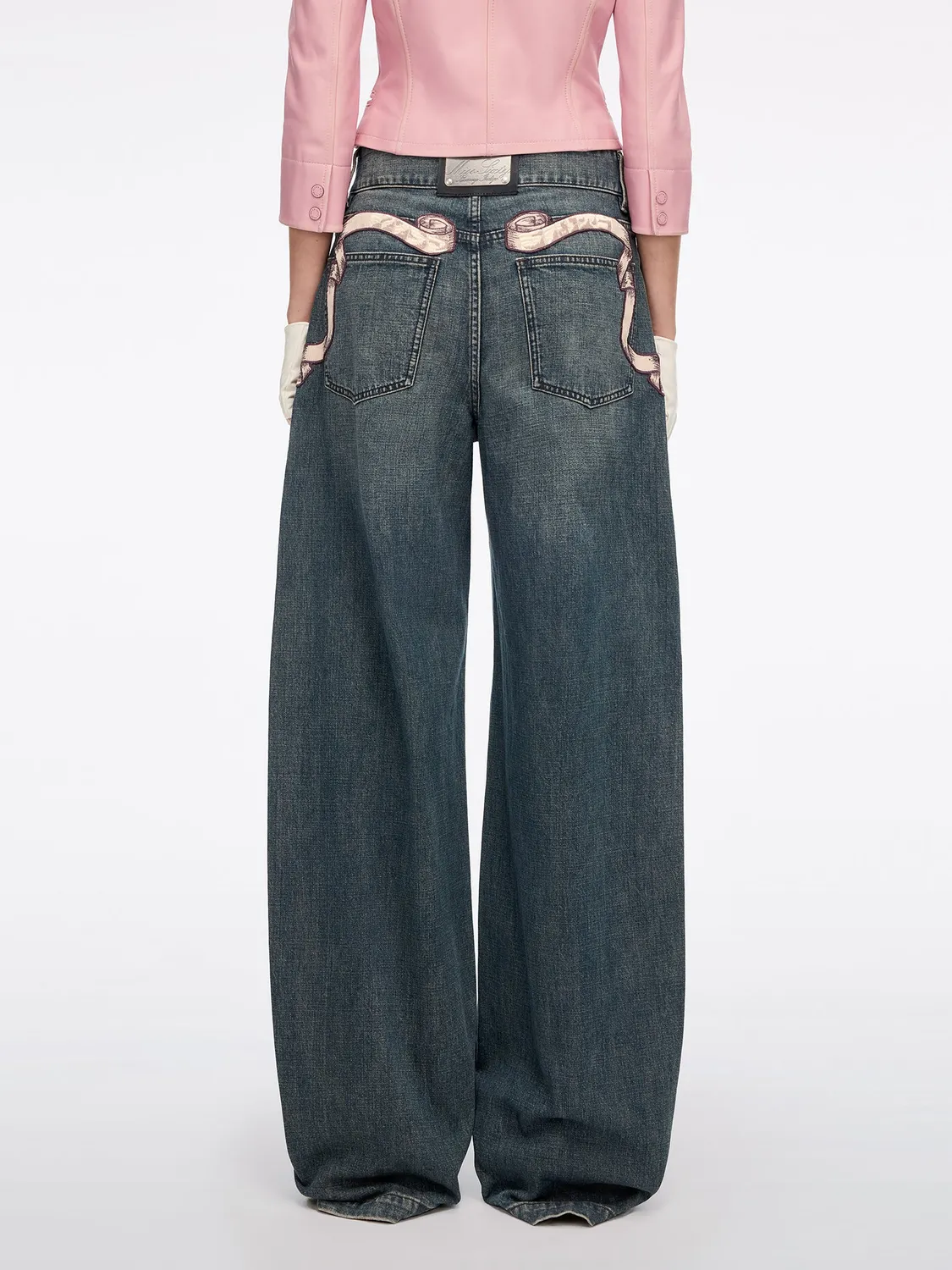 Miss Sixty Embroidered Wide-Leg jeans mørkeblå 100% bomuld