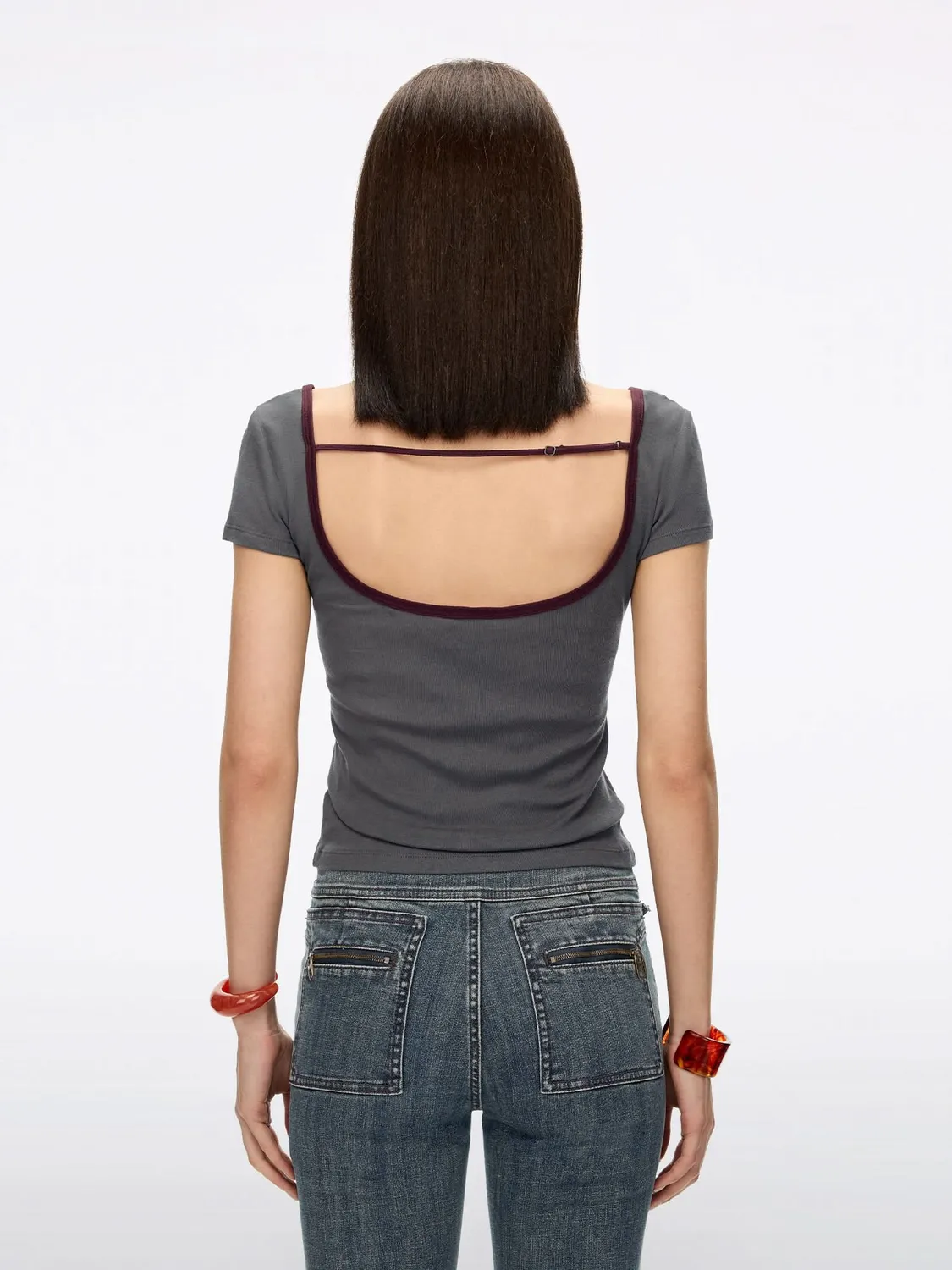 Miss Sixty Logo Embroidered t-shirt mørkegrå cropped