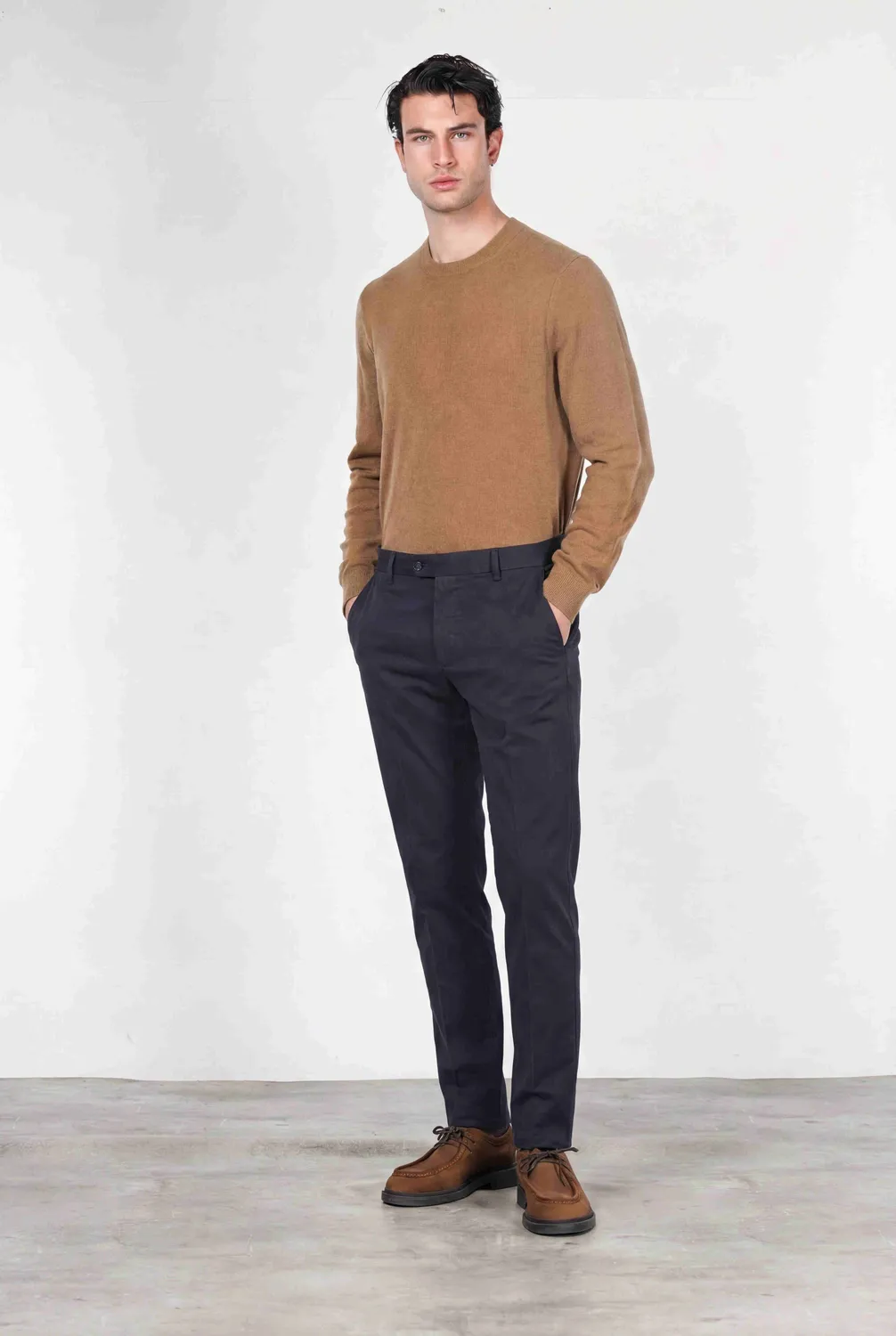 Mason's Torino Flex chinobukser natblå slim fit satin