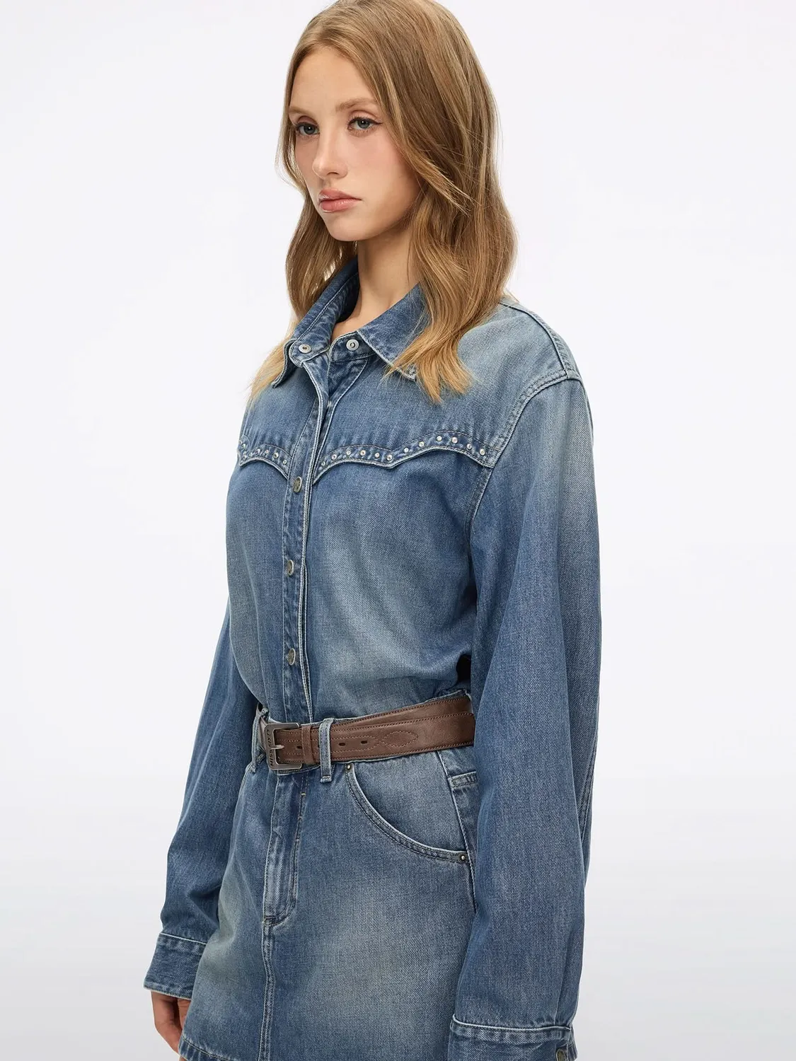 Miss Sixty Belted denimkjole mørkeblå bomuld