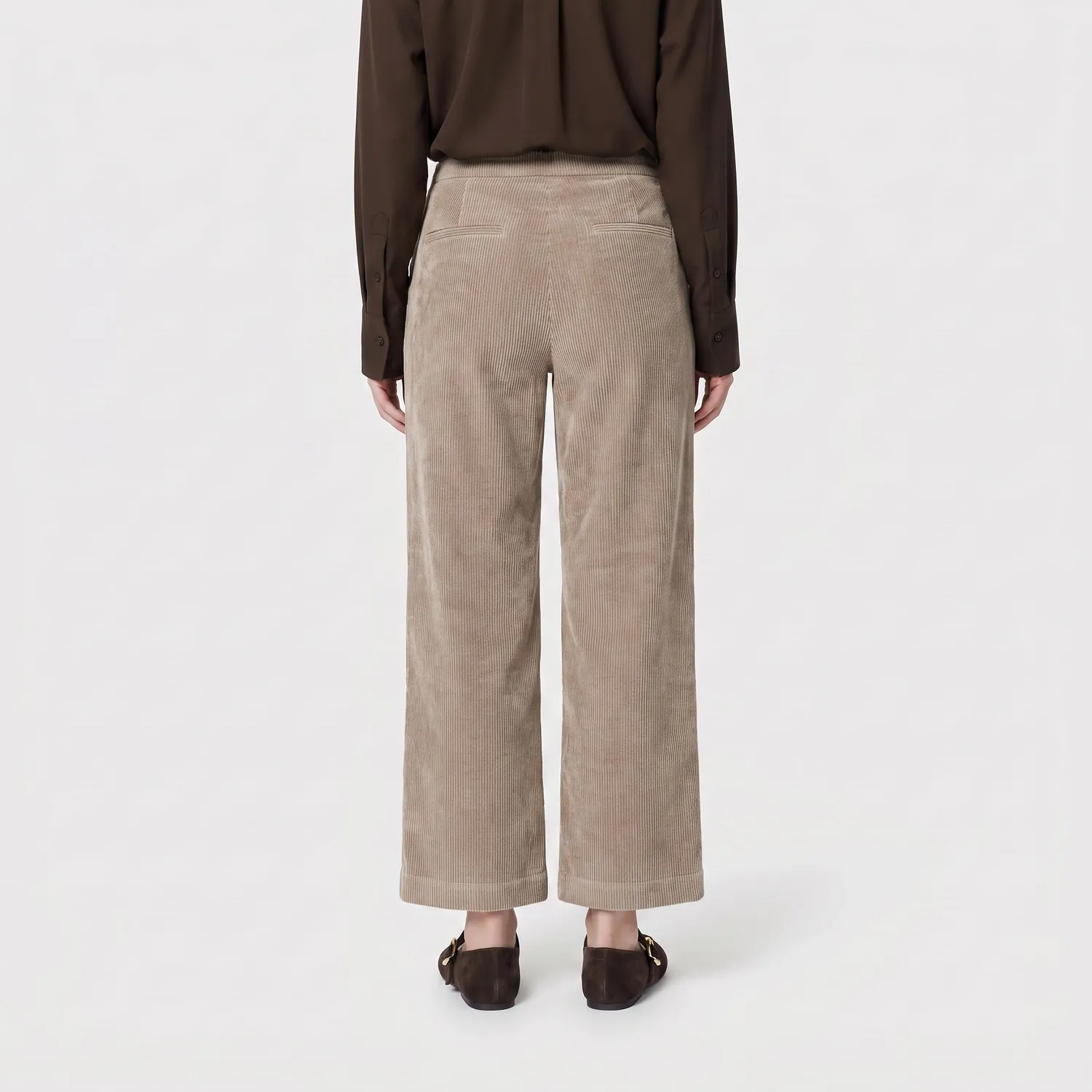 MAC Chiara Cropped fløjlsbukser brun wide fit