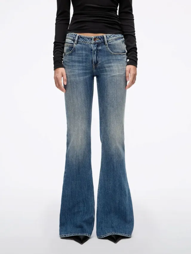 Miss Sixty Distressed Flare jeans mellemblå slid