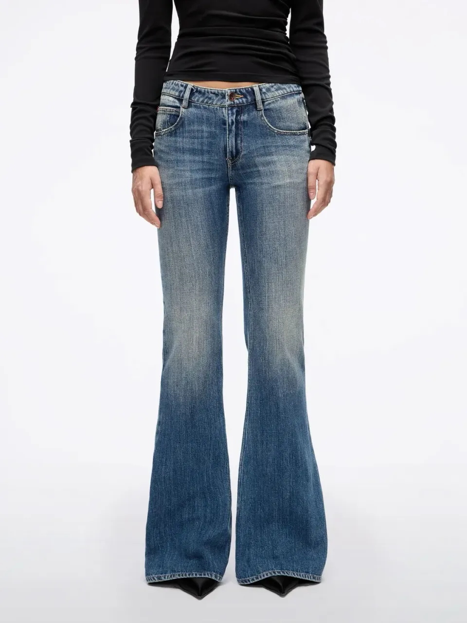 Miss Sixty Distressed Flare jeans mellemblå slid
