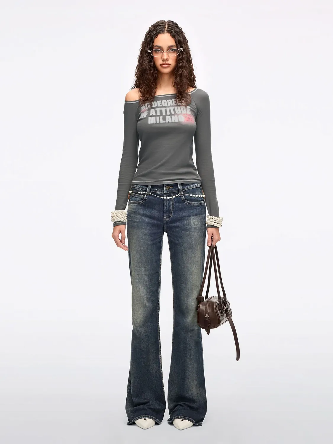 Miss Sixty Flare jeans blå bindebånd stretch