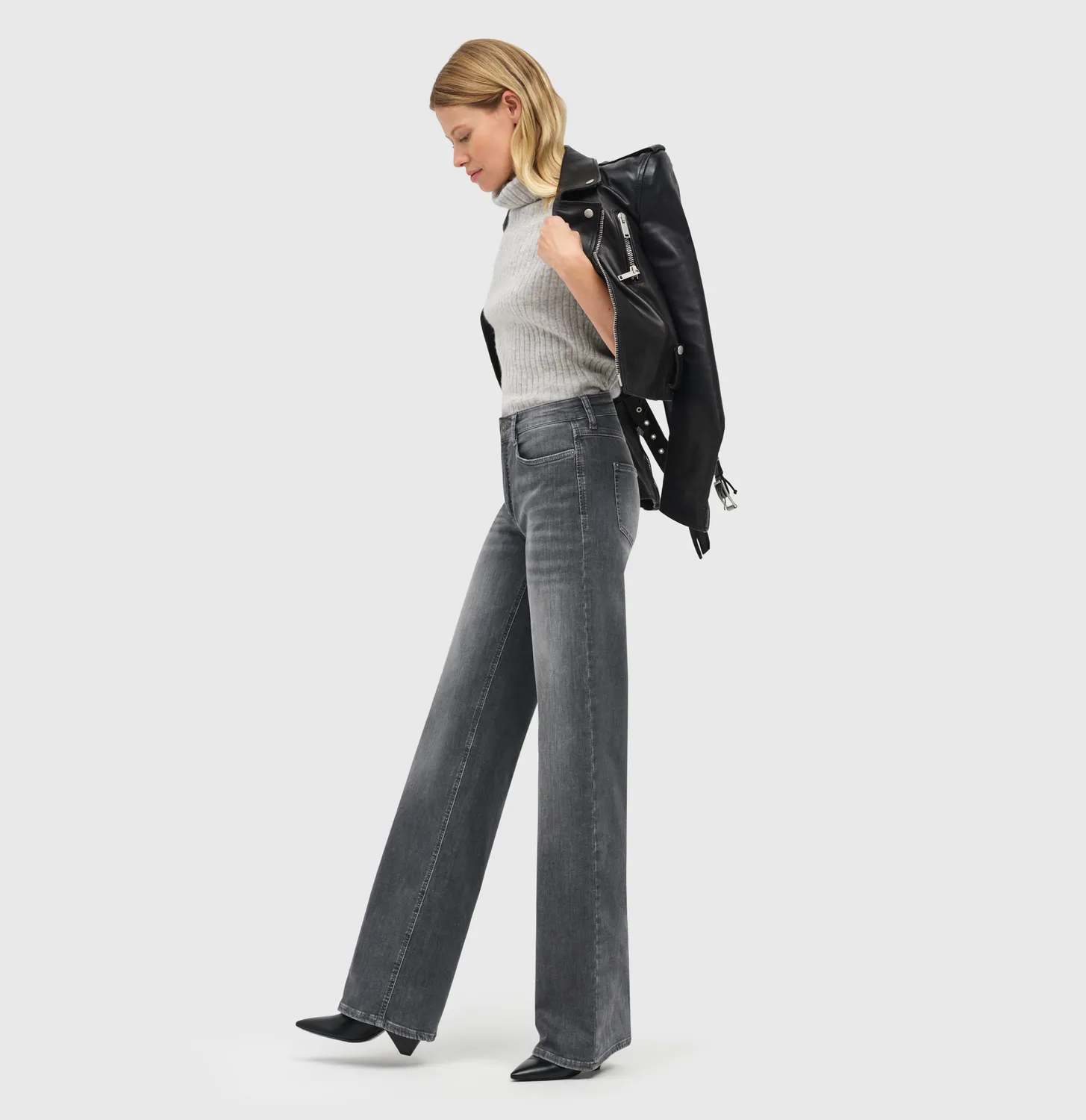 MAC Wide 5228-90-0387L jeans grå wide fit