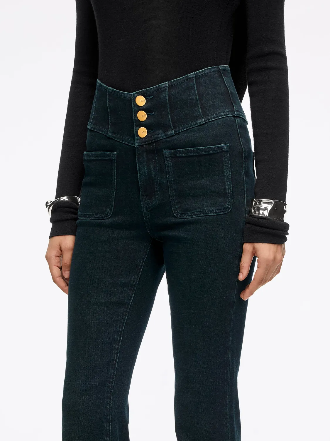 Miss Sixty Glenda Plus 5 flare jeans Jasper Green høj talje