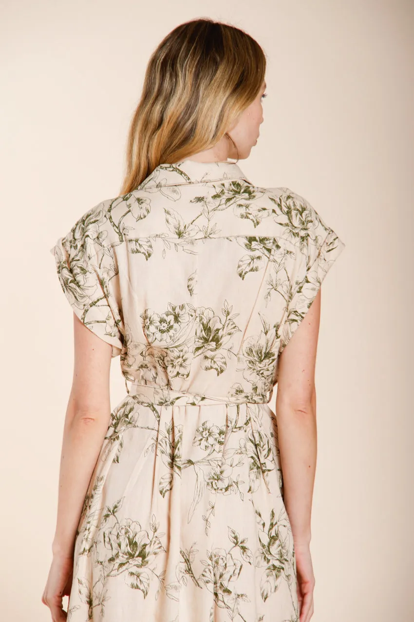 Mason's Yoko kjole beige blomstret hør